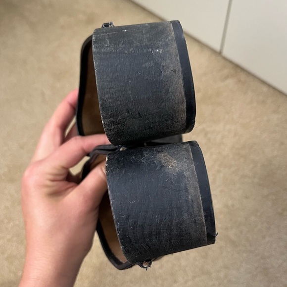 Vintage Torpatoffeln Original Swedish Clog Black Leather Wood 42 - Picture 8 of 9